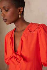 LAURENE GERANIUM LONG COTTON DRESS