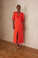 LAURENE GERANIUM LONG COTTON DRESS