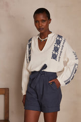 PERFECT EMBROIDERED COTTON BLOUSE