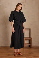 LEA BLACK COTTON SHIRT DRESS
