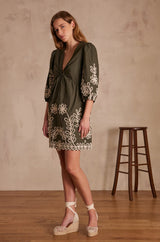 ALICE KHAKI EMBROIDERED DRESS