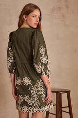 ALICE KHAKI EMBROIDERED DRESS