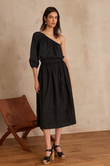 JUNE BLACK EMBROIDERED COTTON SKIRT