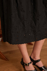 JUNE BLACK EMBROIDERED COTTON SKIRT