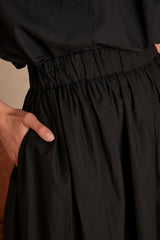 JUNE BLACK EMBROIDERED COTTON SKIRT