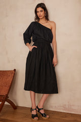 JUNE BLACK EMBROIDERED COTTON SKIRT