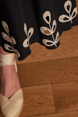 JASMINE BLACK EMBROIDERED COTTON SKIRT