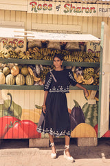JASMINE BLACK EMBROIDERED COTTON SKIRT
