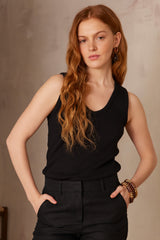 ALPHONSE BLACK COTTON TANK TOP