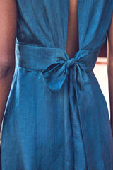 LILY PETROL LONG RAMIE DRESS