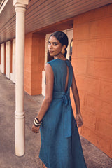 LILY PETROL LONG RAMIE DRESS