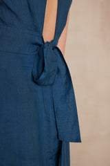 LILY PETROL LONG RAMIE DRESS