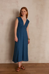 LILY PETROL LONG RAMIE DRESS