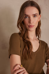 ADAM OLIVE COTTON T-SHIRT