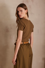 ADAM OLIVE COTTON T-SHIRT