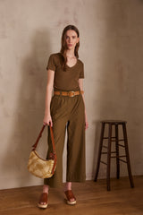 ADAM OLIVE COTTON T-SHIRT