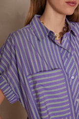 GIGI VIOLET STRIPED COTTON SHIRT DRESS