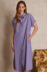 GIGI VIOLET STRIPED COTTON SHIRT DRESS