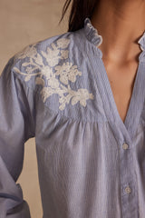 PROVIDENCE SKY BLUE EMBROIDERED COTTON BLOUSE