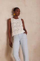 ARTHUR WHITE CROCHET TANK TOP