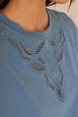 ALVIN PETROLE EMBROIDERED COTTON T-SHIRT