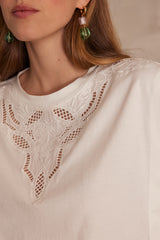 ALVIN ECRU EMBROIDERED COTTON T-SHIRT