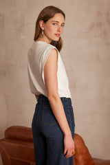 ALVIN ECRU EMBROIDERED COTTON T-SHIRT