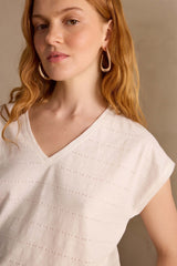 AARON ECRU OPENWORK T-SHIRT