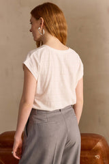 AARON ECRU OPENWORK T-SHIRT