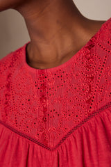 ALABAMA RASPBERRY EMBROIDERED COTTON T-SHIRT