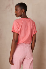 ALFRED CORAL FADED COTTON T-SHIRT