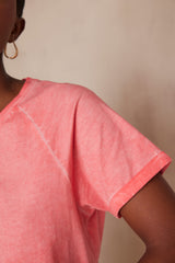 ALFRED CORAL FADED COTTON T-SHIRT