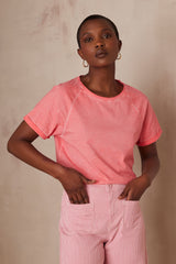 ALFRED CORAL FADED COTTON T-SHIRT