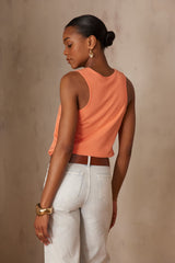 ARIANE APRICOT EMBROIDERED COTTON TANKTOP