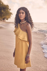 LEMON ONE SHOULDER COTTON DRESS