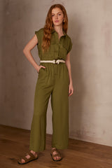 LESLIE OLIVE DUNGAREES
