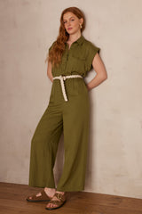 LESLIE OLIVE DUNGAREES