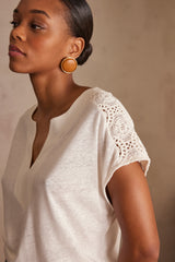 AGATHE CREAM COTTON T-SHIRT