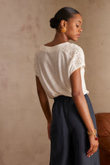 AGATHE CREAM COTTON T-SHIRT