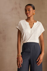 AGATHE CREAM COTTON T-SHIRT