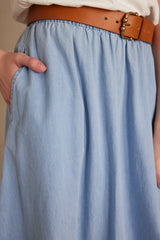 JOY SKY BLUE COTTON MIDI SKIRT
