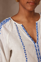 PENCY EMBROIDERED COTTON BLOUSE