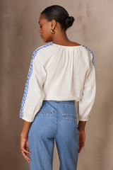 PENCY EMBROIDERED COTTON BLOUSE