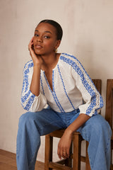 PENCY EMBROIDERED COTTON BLOUSE