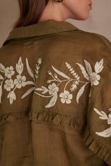 PERLINA SAGE EMBROIDERED BLOUSE