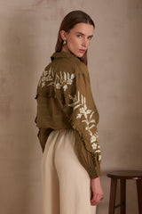 PERLINA SAGE EMBROIDERED BLOUSE