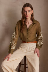 PERLINA SAGE EMBROIDERED BLOUSE
