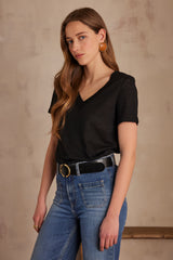 ANDREW BLACK LINEN T-SHIRT