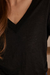 ANDREW BLACK LINEN T-SHIRT