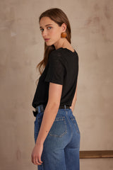 ANDREW BLACK LINEN T-SHIRT